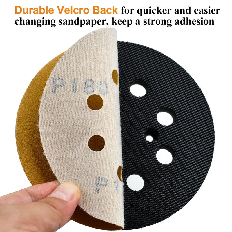 Aiyard 5-Inch 8-Hole Hook and Loop Sanding Discs 180-Grit Random Orbit Sandpaper, 50-Pack - Image 4